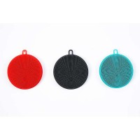 High Quality Food Grade Round Kitchen Washing Silicone Dish Scrubber Brush