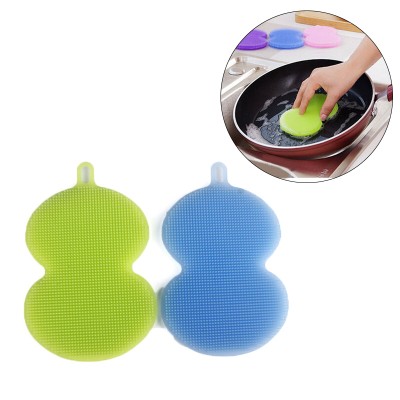 Free Sample Silicone Dish Sponge Pad Silicone Kitchen Sponge Brush