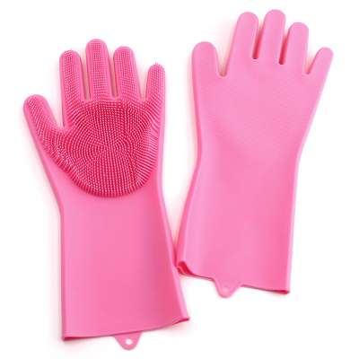 240 g /Pair Reusable Heat-Resistant Silicone Dish Cleaning Washing Sponge Scrubber Gloves