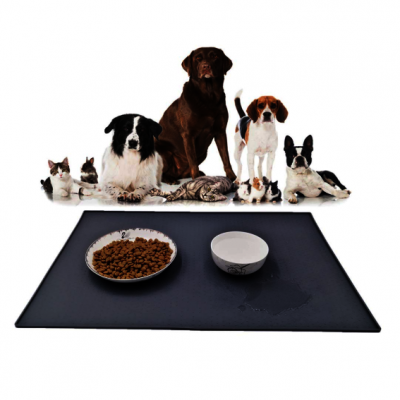 Manufacture Custom XL Silicone waterproof  Pet Food Mats Tray Non Slip Pet Dog Cat Bowl Mats Placemat Dog Pet Cat Feeding Mat